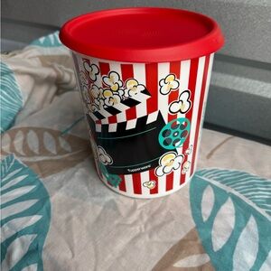 Tupperware Movie Theater Popcorn Container Red Striped